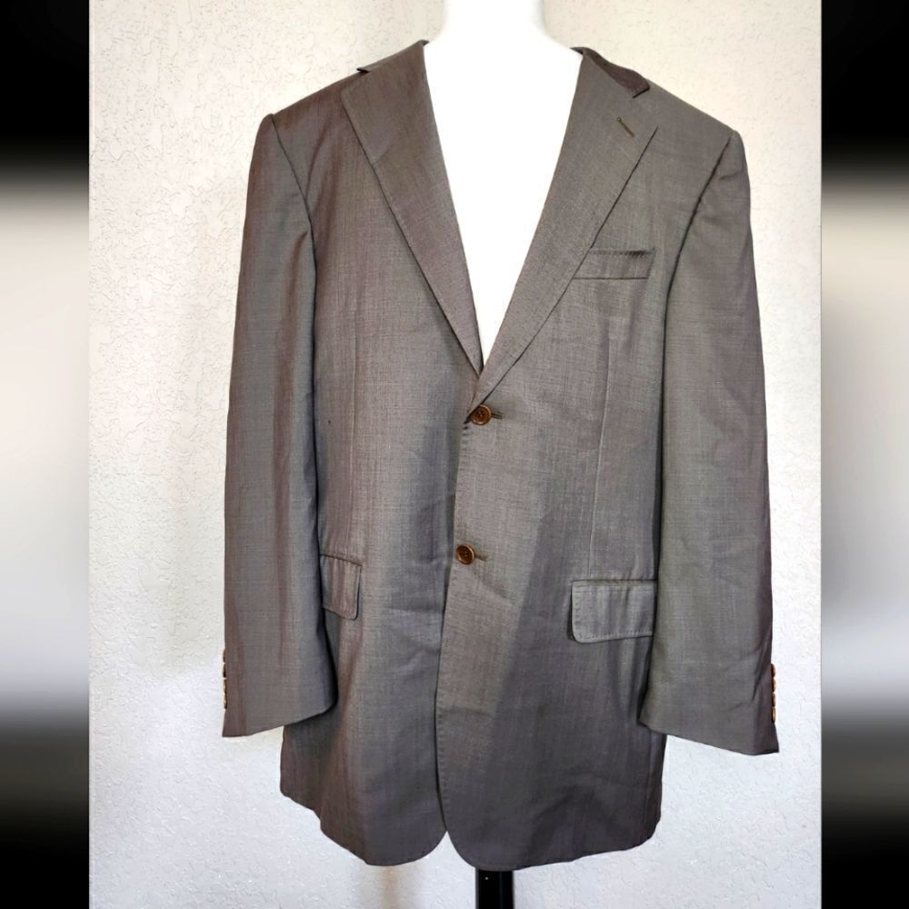Canali Men's Wool Single Breasted Sport Coat Blazer Made in Italy Brown Size 52R
